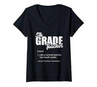 Femme Définition de l'enseignant de 5e année Cinquième année Classe Scolaire T-Shirt avec Col en V