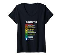 Femme Définition de l'état d'esprit de Croissance - Inspiration de Mots motivants T-Shirt avec Col en V