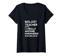 Femme Définition de Professeur de biologie biologiste drôle enseigner l'école T-Shirt avec Col en V