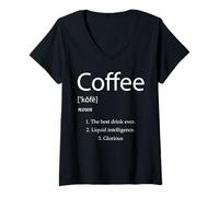 Femme Définition du café Caféine Espresso Boissons Baristas Cafés T-Shirt avec Col en V