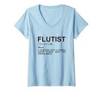 Femme Définition du flûtiste Professeur de flûte Flûte traversière T-Shirt avec Col en V