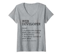 Femme Définition du poste de développeur Web personnalisée drôle T-Shirt avec Col en V