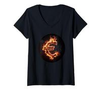Femme Déguisement Cool Burning Euro Sign T-Shirt avec Col en V