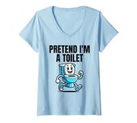 Femme Déguisement pour Faire Semblant d'être Un Paresseux aux Toilettes T-Shirt avec Col en V