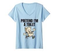 Femme Déguisement pour Faire Semblant d'être Un Paresseux aux Toilettes T-Shirt avec Col en V