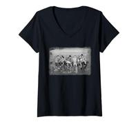 Femme Déjeuner d'une émission de télévision Friends au Sommet d'un Gratte-Ciel de New York Vintage des années 90 T-Shirt avec Col en V