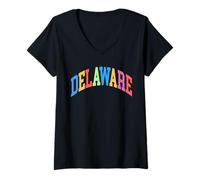 Femme Delaware State Delaware East Coast Hometown Cadeau pour Maman T-Shirt avec Col en V