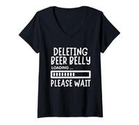 Femme Deleting Beer Belly Please Wait Loading Bar Funny Gym T-Shirt avec Col en V