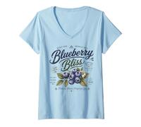 Femme Délices de Myrtilles : Typographie Vintage et Bien-être T-Shirt avec Col en V