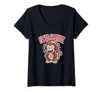 Femme Delightful Quote Funny Primate Music Headset T-Shirt avec Col en V