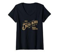 Femme Delta Blues T-Shirt avec Col en V