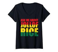 Femme Demande-Moi Au Sujet du Jollof Rice T-Shirt avec Col en V