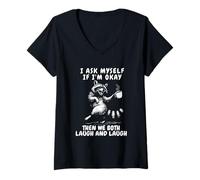 Femme Demande-Moi si Je Vais Bien, on rit Tous Les Deux avec Un drôle de Raton Laveur rétro des années 90 T-Shirt avec Col en V