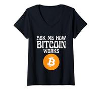 Femme Demandez-Moi Comment Fonctionne la Crypto-Monnaie T-Shirt avec Col en V