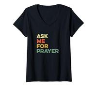 Femme Demandez-Moi de Prier, priez Les chrétiens Intercession Jésus T-Shirt avec Col en V