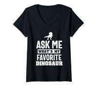 Femme Demandez-Moi Quel Est Mon Dinosaure Préféré Mignon Dinosaure T-Shirt avec Col en V
