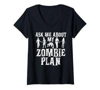 Femme Demandez-Moi sur Mon Plan Zombie Zombie T-Shirt avec Col en V