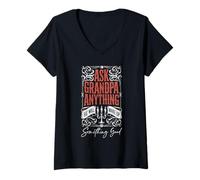 Femme Demandez n'importe quoi à grand-père - Le meilleur amant de papy est drôle T-Shirt avec Col en V