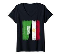Femme Demi-Drapeau Arabie Saoudite Egypte Patrimoine égyptien T-Shirt avec Col en V