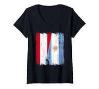 Femme Demi drapeau Autriche Argentine Racines Argentines T-Shirt avec Col en V