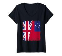 Femme Demi-Drapeau Britannique Samoa Heritage British Samoan T-Shirt avec Col en V