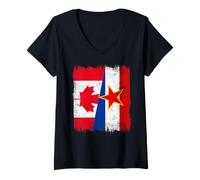 Femme Demi-Drapeau Canada Yougoslavie Patrimoine Canadien yougoslave T-Shirt avec Col en V