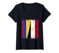 Femme Demi-Drapeau de la Colombie et de l'Égypte Patrimoine égyptien colombien T-Shirt avec Col en V