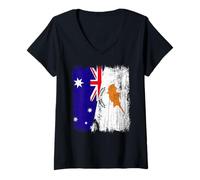 Femme Demi-Drapeau de l'Australie Chypriote australienne T-Shirt avec Col en V