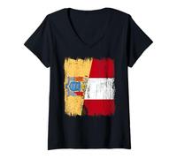 Femme Demi-Drapeau du New Jersey Pérou Patrimoine péruvien T-Shirt avec Col en V