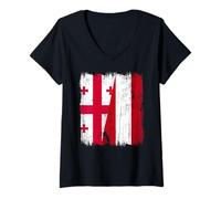 Femme Demi-Drapeau géorgien autrichien T-Shirt avec Col en V