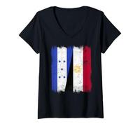 Femme Demi-Drapeau Honduras Egypte Patrimoine égyptien du Honduras T-Shirt avec Col en V