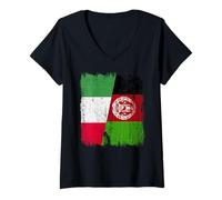Femme Demi-Drapeau Italien Afghan Patrimoine Afghan Italien T-Shirt avec Col en V