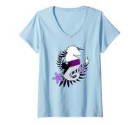 Femme Demisexual Pride Hippocampe LGBT Drapeau Demisexuel Animaux marins T-Shirt avec Col en V