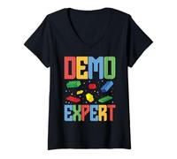 Femme Demo Expert Bâtiment Brique Bâtiment Maître Builder T-Shirt avec Col en V