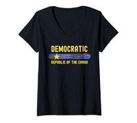 Femme Democratic Republic of The Congo Flag | Congolese Vintage T-Shirt avec Col en V