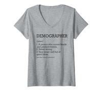 Femme Démographe Définition du poste Démographie amusante personnalisée T-Shirt avec Col en V