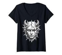 Femme Démon Diable Lucifer T-Shirt avec Col en V