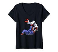 Femme Démon Japonais Lutte Brésilien Jiu-Jitsu Judo Arts Martiaux T-Shirt avec Col en V