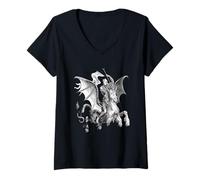 Femme Démon supérieur à Cheval Tenant Un Art vectoriel Standard T-Shirt avec Col en V