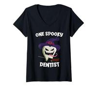 Femme Dent de Monstre drôle pour Halloween T-Shirt avec Col en V