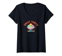 Femme Dent sucrée. Amateurs de Desserts T-Shirt avec Col en V