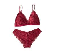 Femme Dentelle Soutien-Gorge se Couche de sous-vêtements sans Soudure Gilet sans Dos Sexy Culotte Sexy Lingerie rembourré Bralette Ultrathin Slip féminin Intime(Style 3 Wine Red)