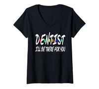 Femme Dentiste Je Serai Là pour Toi Clin D’Oeil Télé T-Shirt avec Col en V