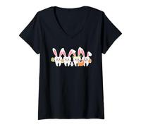 Femme Dents d'assistant Dentaire de Pâques Dentaire Squad Dentiste Vibes T-Shirt avec Col en V