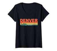 Femme Denver Colorado Drapeau rétro Montagnes - Vintage City Pride T-Shirt avec Col en V