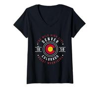 Femme Denver Colorado Souvenir Vintage des Montagnes Rocheuses T-Shirt avec Col en V