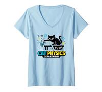 Femme Département de Physique du Chat - Nerdy Cat Science T-Shirt avec Col en V