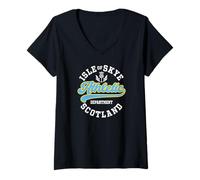 Femme Département des Sports de Scottish Thistle, île de Skye, Écosse T-Shirt avec Col en V