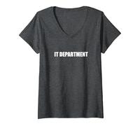 Femme Département Informatique T-Shirt avec Col en V, Chiné Foncé, S
