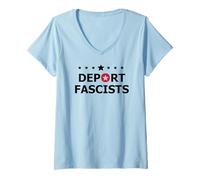 Femme Deport Fascism Resist Protest Anti-Fascism Fight Oligarchy T-Shirt avec Col en V